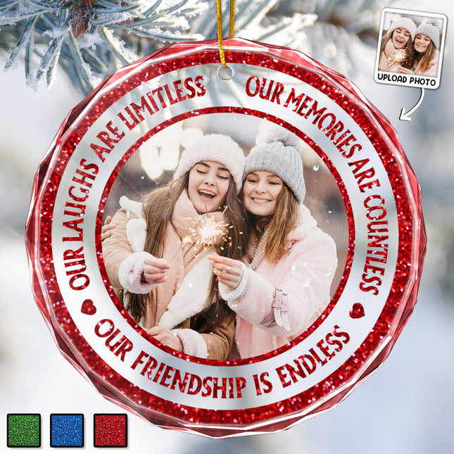 Bling Bling Glitter Custom Photo Ornament - Christmas Gift For Best Friends, Besties, Soul Sisters