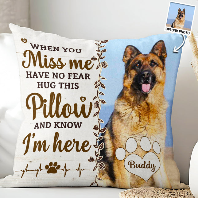 Custom Photo Hug This Pillow Then You Know I'm Here - Personalized Pillow