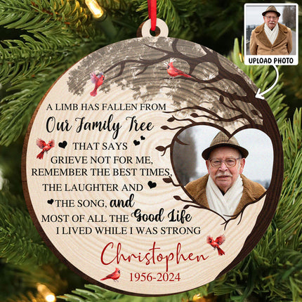 Custom Photo Memorial A Limb Has Fallen - Personalized Wooden Cutout Ornament