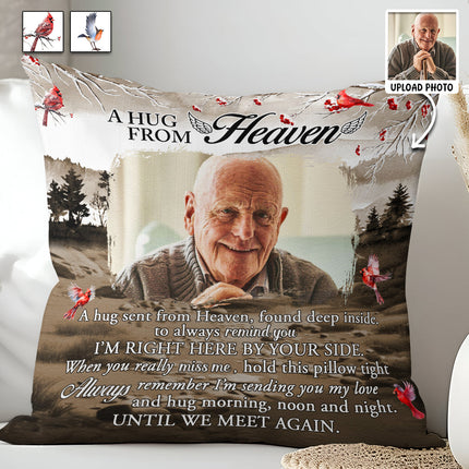 Custom Photo Hugs From Heaven - Personalized Pillow
