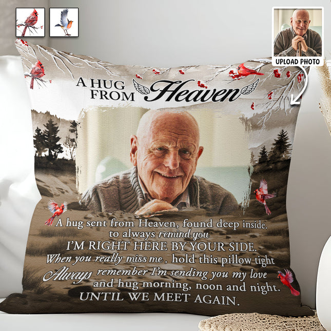 Custom Photo Hugs From Heaven - Personalized Pillow