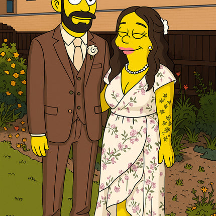Simpsonize Couple Photo - Turn Your Photo to Simpsons Canvas - Gift For Couple, Him, Her