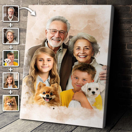 Custom Combine Photos Loved Ones, Family Portrait - Personalized Customized Canvas - Gift For Family Members
