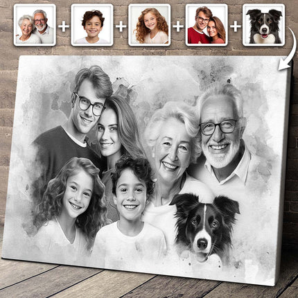 Custom Combine Photo Loved One, Family Portrait From Different Photos - Memorial Gift For Family Member