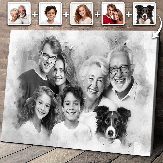 Custom Combine Photo Loved One, Family Portrait From Different Photos - Memorial Gift For Family Member
