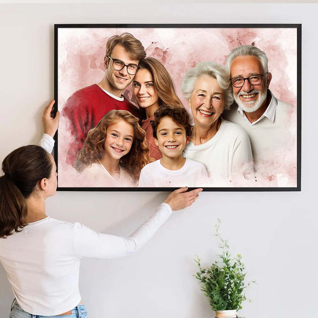 Family Portrait From Different Photos - Personalized Customized Canvas - Gift For Family Members