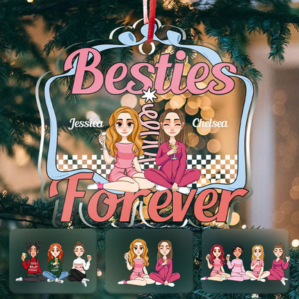Partners In Wine Sisters Forever - Bestie Ornament - Christmas Gifts For Besties Personalized Custom Acrylic Ornament