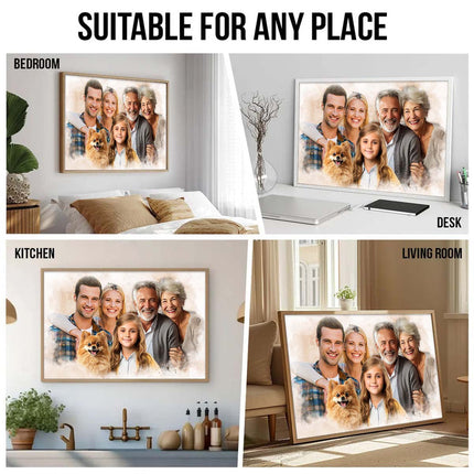 Family Portrait From Different Photos - Personalized Customized Canvas - Gift For Family Members