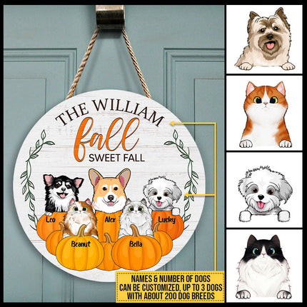 Cat Dog Fall Sweet Fall Autumn Custom Wood Circle Sign