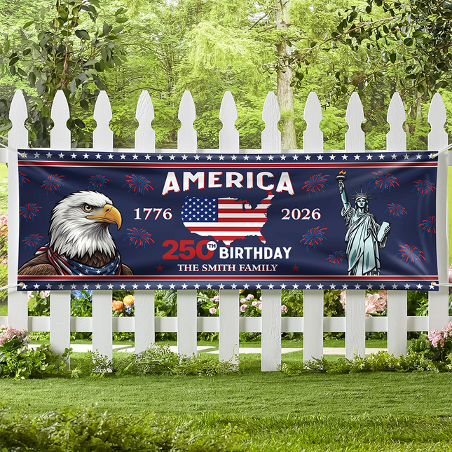Custom Family Name American 250th Birthday 1776-2026 Banner