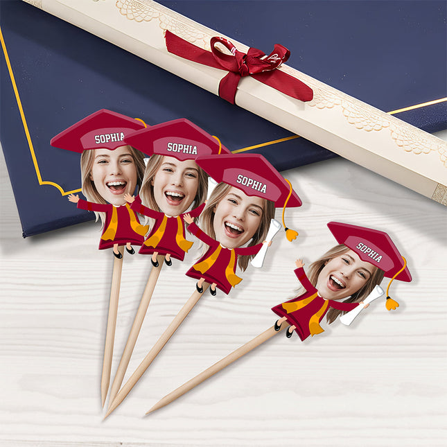 Custom Funny Face Class of 2026 Graduation Decoration Cupcake Toppers