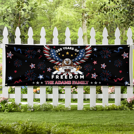 Personalized Family Name 250 Years Of Freedom America Banner