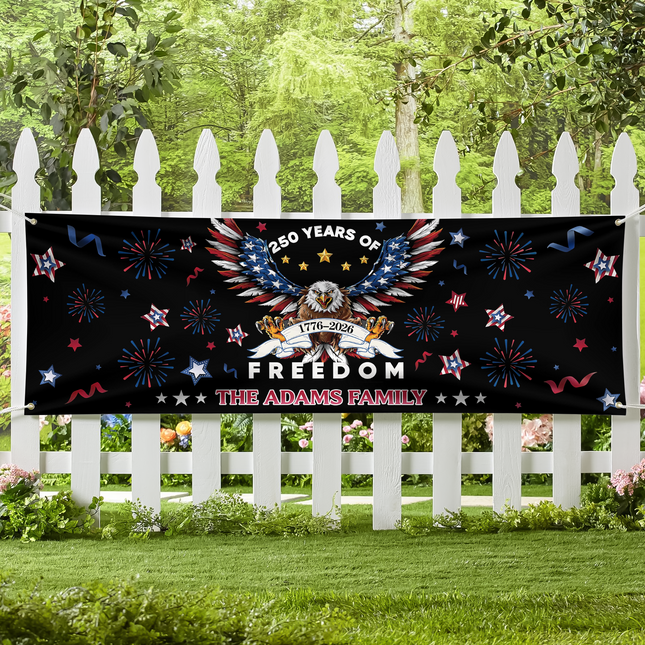 Personalized Family Name 250 Years Of Freedom America Banner