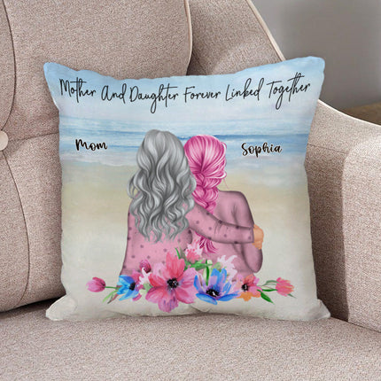 Mother & Daughter Forever Linked Together - Personalized Custom Pillow