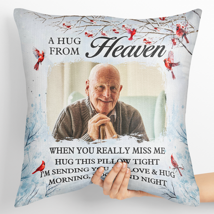A Hug From Heaven - Personalized Photo Pillow - Christmas Gift For Memorial