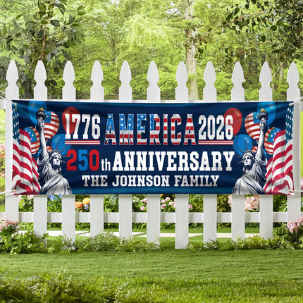 Custom Family Name USA 250th Anniversary 1776-2026 Banner