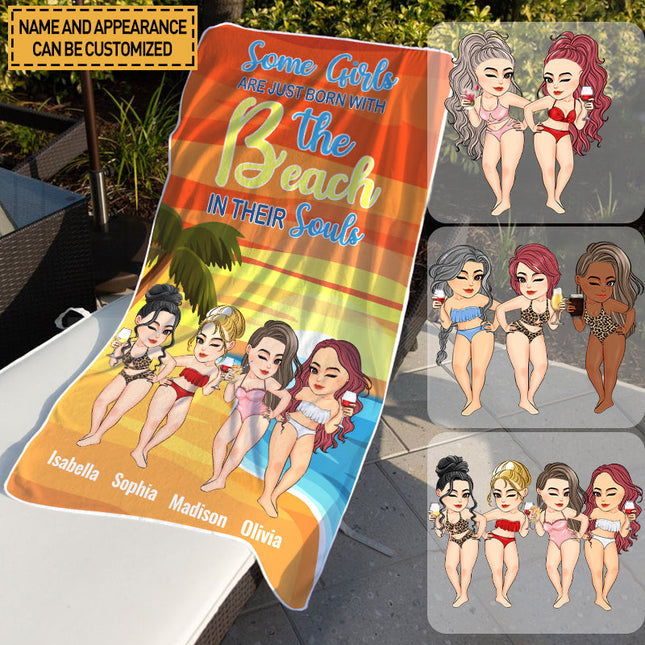 Personalized Custom Beach Towel Birthday Summer Gift For Beach Lovers, Besties, Soul Sisters, Sistas