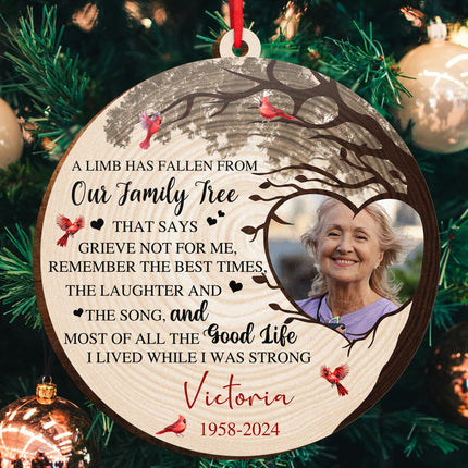 Custom Photo Memorial A Limb Has Fallen - Personalized Wooden Cutout Ornament
