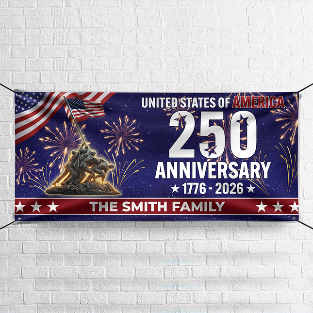Personalized Family Name 1776-2026 250th Anniversary USA Patriotic Banner