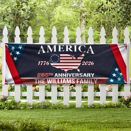 Personalized Family Name America 250th Anniversary Banner