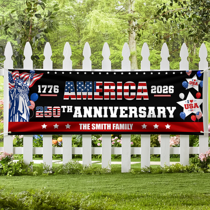 Custom Family Name America 1776-2026 250th Anniversary Banner