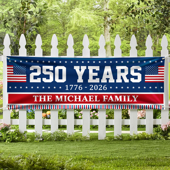 Custom Family Name 250 Years Of America Banner