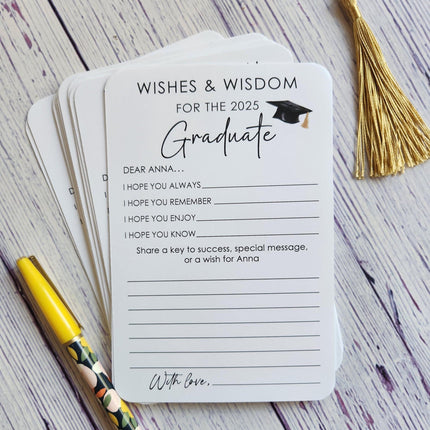 Set of 12 Graduation Wishes Cards - Advice Cards for Graduation Party - Graduation gift