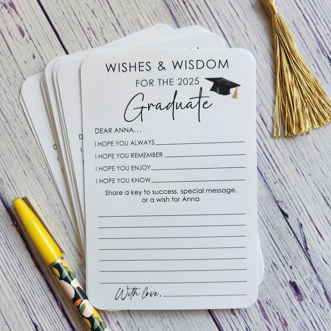 Set of 12 Graduation Wishes Cards - Advice Cards for Graduation Party - Graduation gift