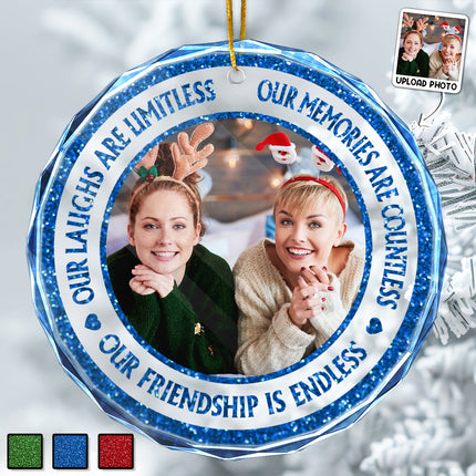 Bling Bling Glitter Custom Photo Ornament - Christmas Gift For Best Friends, Besties, Soul Sisters