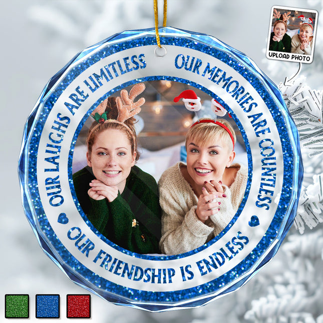 Bling Bling Glitter Custom Photo Ornament - Christmas Gift For Best Friends, Besties, Soul Sisters