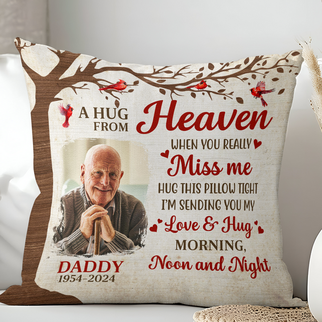A Hug From Heaven - Personalized Photo Pillow - Gift For Memorial