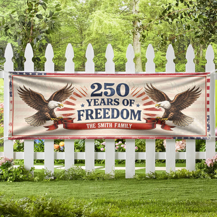 Personalized Family Name 250 Years Of Freedom Banner