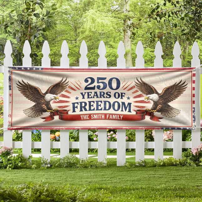 Personalized Family Name 250 Years Of Freedom Banner