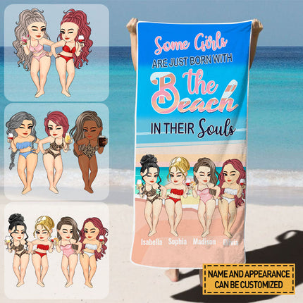 Personalized Custom Beach Towel Birthday Summer Gift For Beach Lovers, Besties, Soul Sisters, Sistas