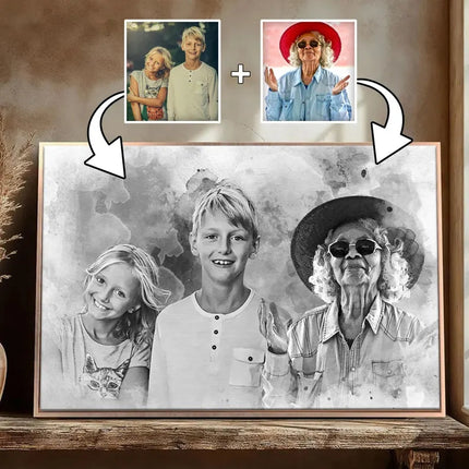 Custom Combine Photo Loved One, Family Portrait From Different Photos - Memorial Gift For Family Member
