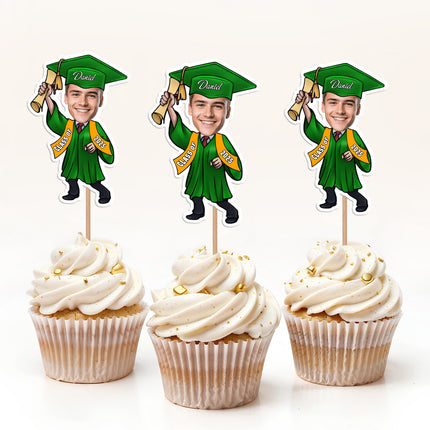 Custom Photo Graduate Personalized Cupcake Toppers Graduation Day Party Decor