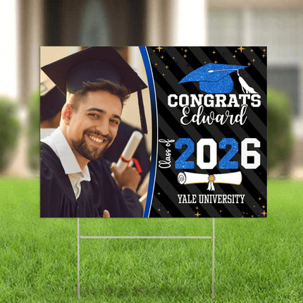 Congrats Class of 2026 Custom Image Yard Sign - Graduation Day, Senior Gift