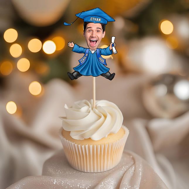 Custom Funny Face Class of 2026 Graduation Decoration Cupcake Toppers