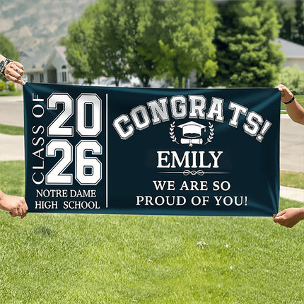 Congrats Class of 2026 Banner, Gift Idea Senior Graduation