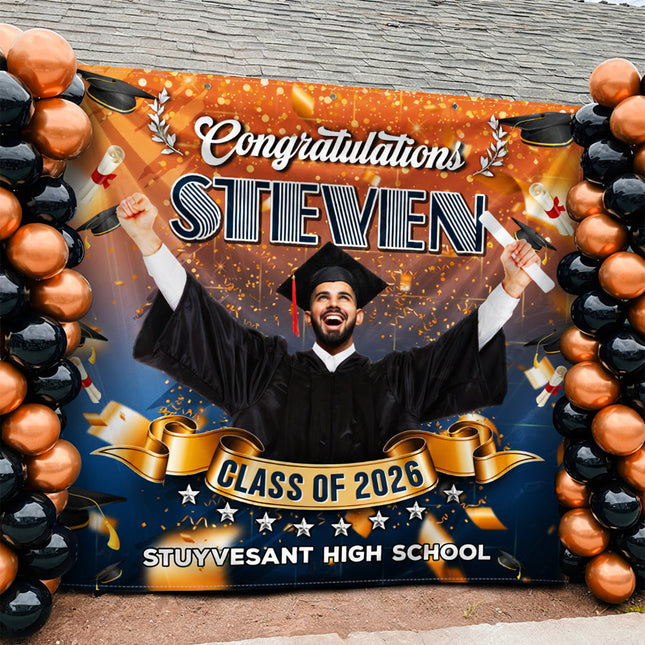 Custom Photo Congrats Class Of 2026 Graduation Backdrop