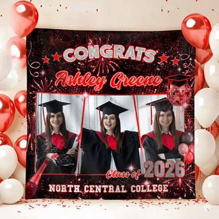 Custom Photo Class of 2026 Graduation Party Backdrop For Grad Party Decorations