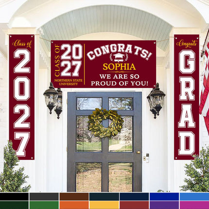 Congrats Class of 2026 Banner Combo 3 Pieces, Graduation Day, Senior Gift
