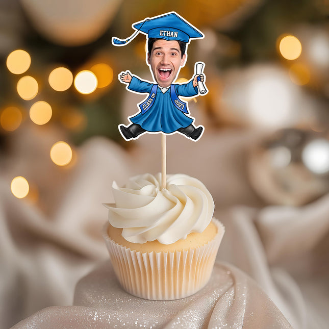 Custom Funny Face Class of 2026 Graduation Decoration Cupcake Toppers