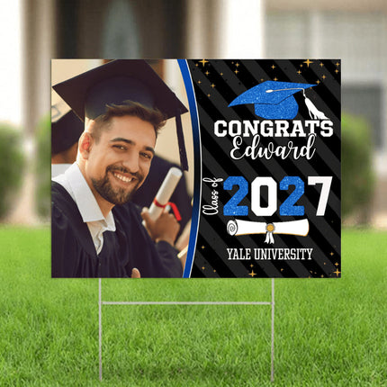 Congrats Class of 2026 Custom Image Yard Sign - Graduation Day, Senior Gift