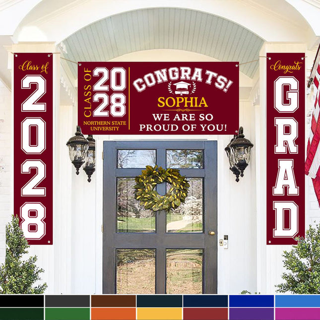Congrats Class of 2026 Banner Combo 3 Pieces, Graduation Day, Senior Gift