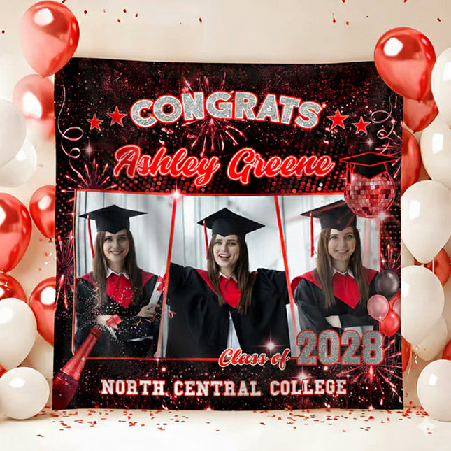 Custom Photo Class of 2026 Graduation Party Backdrop For Grad Party Decorations
