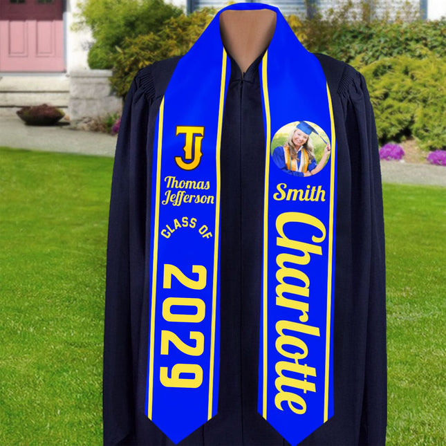 Graduation 2026 Stoles, Upload Photo, Custom Name and School