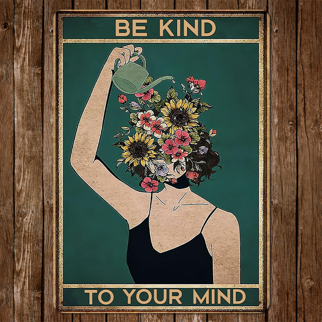 Artistic Portrait Watering Flowers -  Personalized Custom Metal Sign