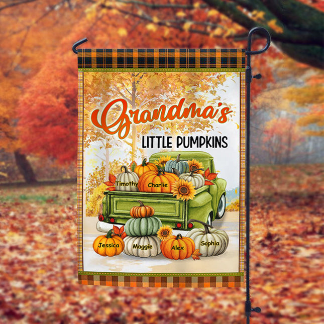 Fall Season Grandma Pumpkins Green Truck Personalized Garden Flag