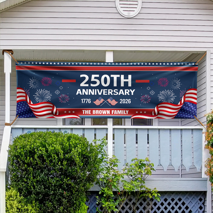 Custom Family Name 250th Anniversary 1776-2026 America Banner